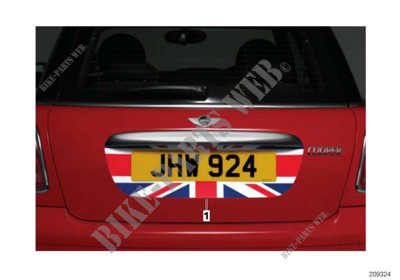 Rear number plate decals für MINI One Eco 2009