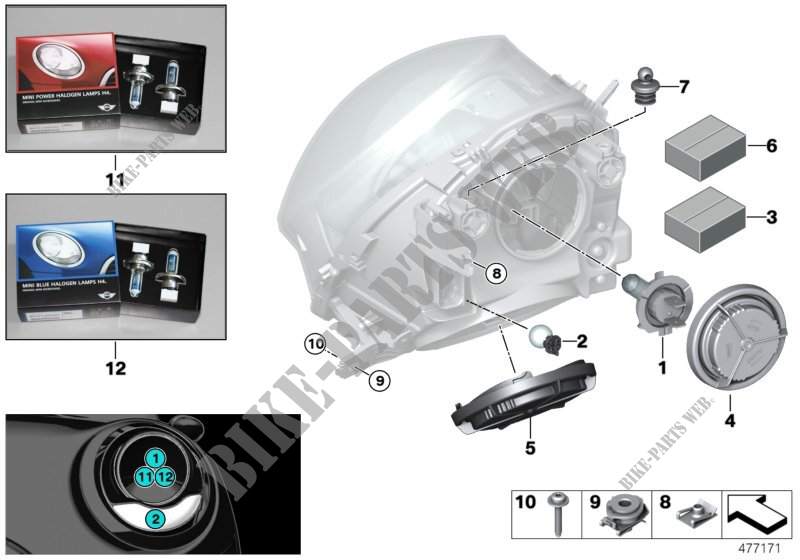 Einzelteile Scheinwerfer Halogen für MINI Cooper 2014