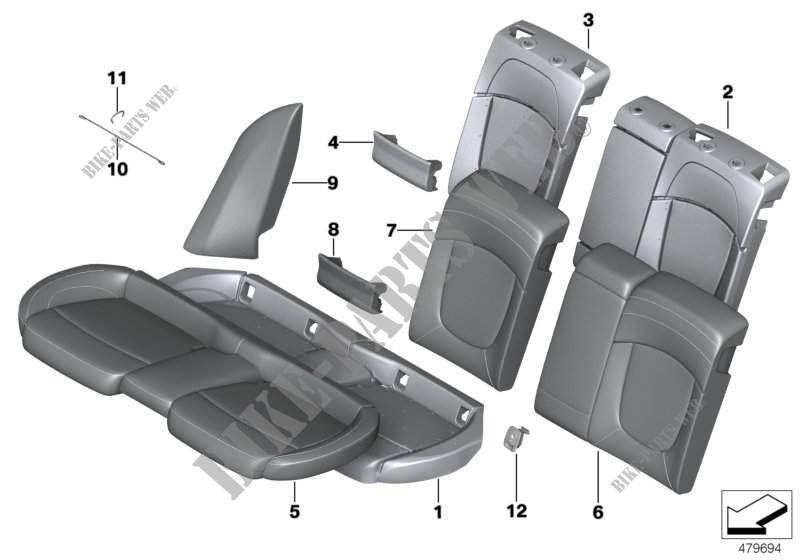 Sitz hinten Polster und Bezug Durchlade für MINI Cooper 2014